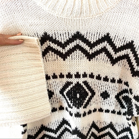 Cliche Boho Aztec Ivory & Black Wool Sweater M - Picture 3 of 6